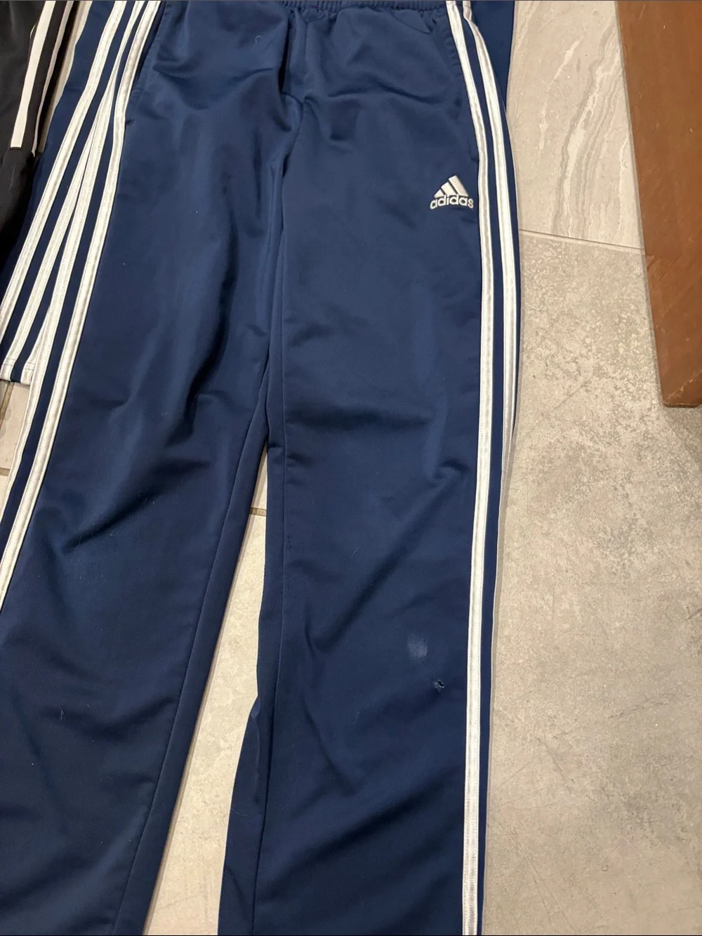 Adidas Kids 4 pair of pants in Black & Navy with White Stripes Medium 11 - 12